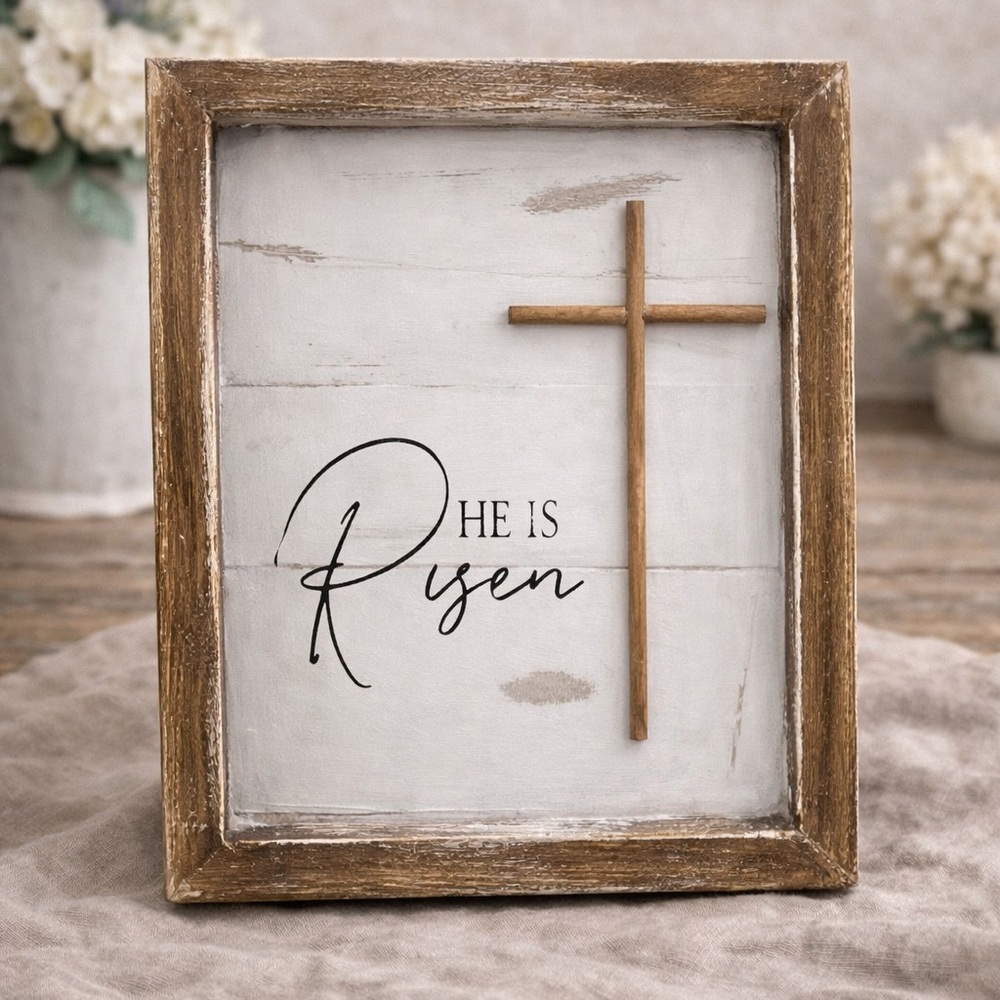 Rustic Brown and White Cross Wall Art